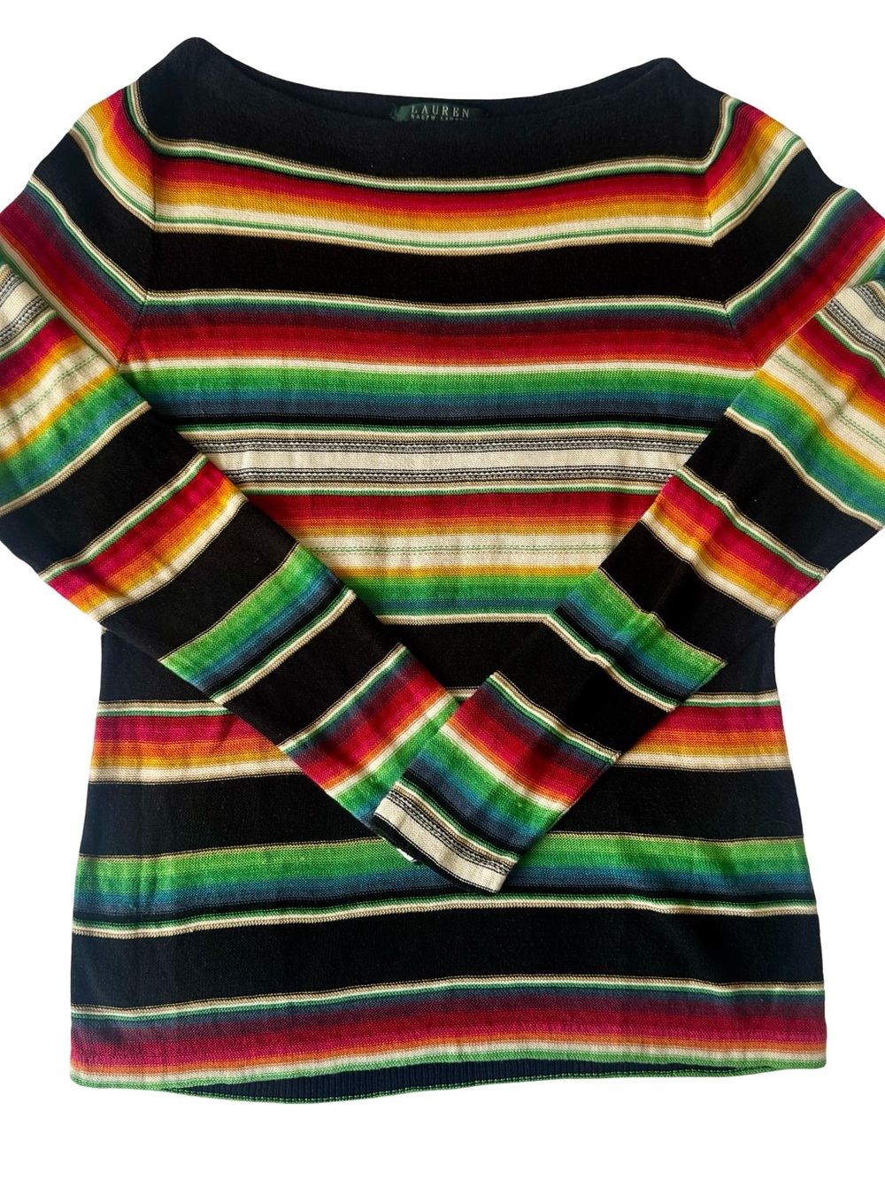 Lauren Ralph Lauren Women’s Multicolor Striped Cotton Linen Knit Sweater